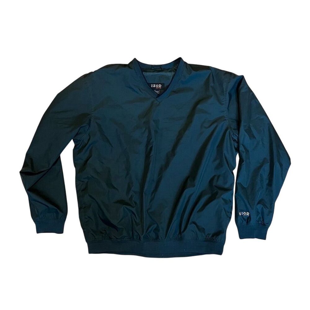 Izod Men's Vintage Green Windbreaker Jacket XL Pullover Elastic Cuffs